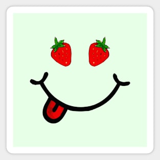 Strawberry & Smile (in the shape of a face) Magnet